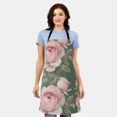 Classic English Roses In Blush Pink  エプロン (着用した状態)