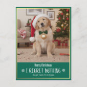 Classic Evergreen Cute Dog Photo Merry Christmas シーズンポストカード (正面)