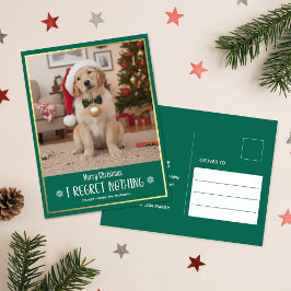 Classic Evergreen Cute Dog Photo Merry Christmas シーズンポストカード