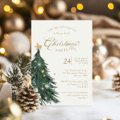 Classic Evergreen Gold Christmas Party Invitation 招待状
