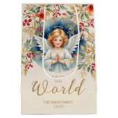 Classic Exquisite Christmas Victorian Angel Xmas ミディアムペーパーバッグ (裏面)