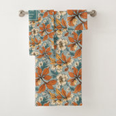 Classic Fall Flowers Olive Green Terracotta Bath  バスタオルセット (インサイチュ)