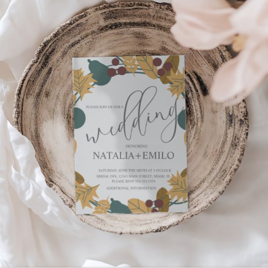 Classic Fall Wedding Wreath  招待状