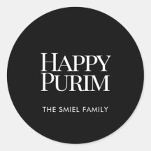 Classic Family Name Happy Purim Sticker