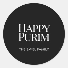 Classic Family Name Happy Purim Sticker ラウンドシール