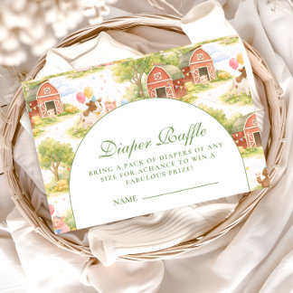 Classic Farm Animals Barnyard Diapper Raffle エンクロージャーカード
