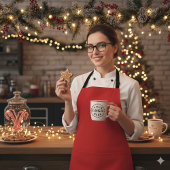 Classic Festive Charm Christmas Red Apron エプロン