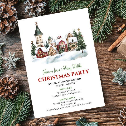 Classic festive city Christmas party dinner invite 招待状