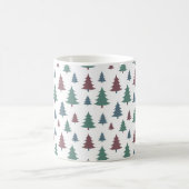 Classic Festive Holiday Green & Brown Pine Trees コーヒーマグカップ (中央)