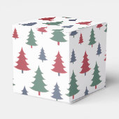 Classic Festive Holiday Green & Brown Pine Trees フェイバーボックス (裏面サイド)