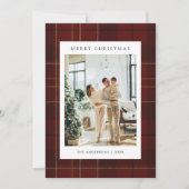 Classic Festive Red Plaid 5 Photo Christmas シーズンカード (正面)