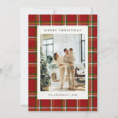 Classic Festive Red Plaid 5 Photo Christmas シーズンカード (正面)