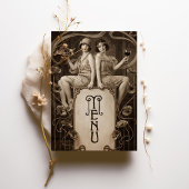 Classic Figurative Art Nouveau Wedding Menu Card 招待状