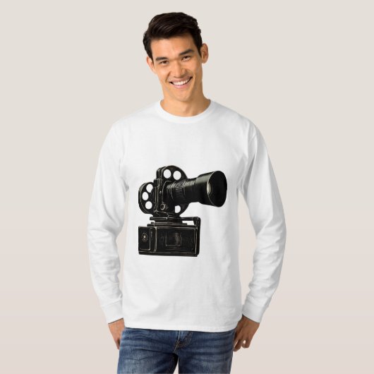 Classic Film Camera Silhouette T-Shirt Tシャツ (正面フル)