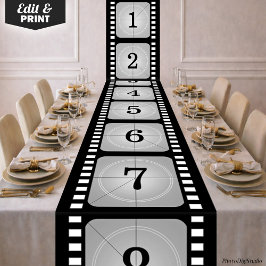 Classic Film Strip Tablecloth, Hollywood Party ロングテーブルランナー