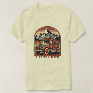 Classic Fire Truck & Mountain Tシャツ