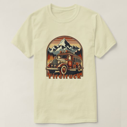 Classic Fire Truck & Mountain Tシャツ (デザイン正面)