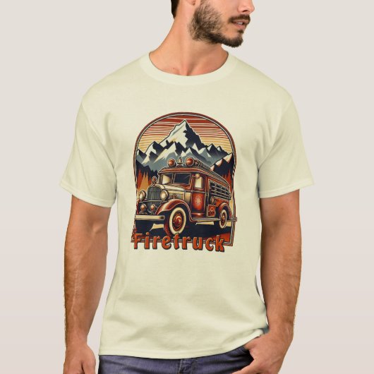 Classic Fire Truck & Mountain Tシャツ (正面)