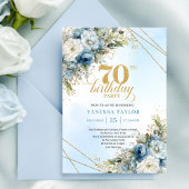 Classic Floral 70th Birthday Party Invitation 招待状