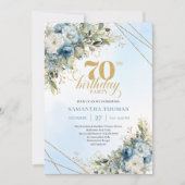 Classic Floral 70th Birthday Party Invitation 招待状 (正面)