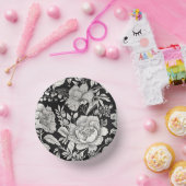 Classic Floral Black and White Vintage ペーパーボウル (パーティー)
