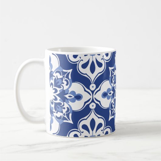 Classic Floral Ceramic Mediterranean Tile Mugs コーヒーマグカップ (左)