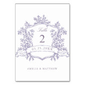 Classic Floral Crest Lavender Wedding テーブルナンバー (裏面)