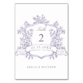 Classic Floral Crest Lavender Wedding テーブルナンバー (正面)