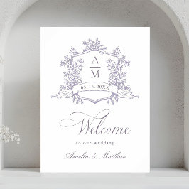Classic Floral Crest Lavender Wedding Welcome ポスター