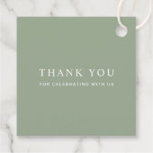 Classic Floral Crest Sage Green Wedding Thank You フェイバータグ (裏面)
