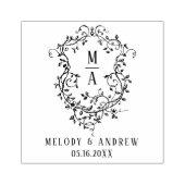 Classic Floral Crest Wedding ラバースタンプ (インプリント)