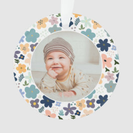 Classic Floral Frame Baby's First Christmas  オーナメント