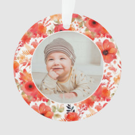 Classic Floral Frame Baby's First Christmas  オーナメント