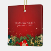 Classic Floral Frame Baby's First Christmas セラミックオーナメント (左)