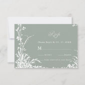 Classic Floral Frame Wedding RSVP Sage Green (正面)