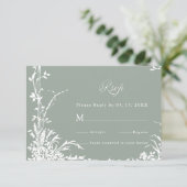 Classic Floral Frame Wedding RSVP Sage Green (スタンド正面)