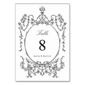 Classic Floral Garden Frame Black & White Wedding テーブルナンバー (裏面)