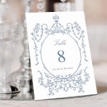 Classic Floral Garden Frame Dusty Blue Wedding テーブルナンバー<br><div class="desc">Classic vintage frame wedding table number. For more advanced customization of this design,  please click the DESIGN TOOL BUTTON above!</div>