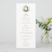 Classic Floral Monogram Crest Wedding Menu Card セーブザデート (スタンド正面)