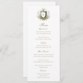 Classic Floral Monogram Crest Wedding Menu Card セーブザデート (正面/裏面)