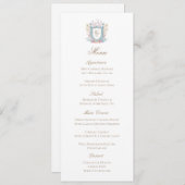 Classic Floral Monogram Crest Wedding Menu Card セーブザデート (正面/裏面)
