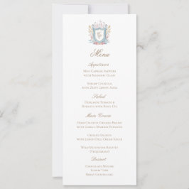Classic Floral Monogram Crest Wedding Menu Card セーブザデート