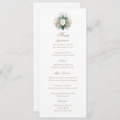 Classic Floral Monogram Crest Wedding Menu Card セーブザデート (正面/裏面)