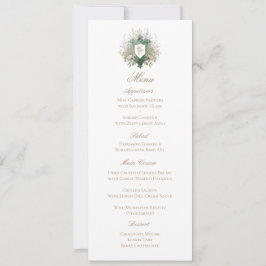 Classic Floral Monogram Crest Wedding Menu Card セーブザデート