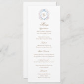 Classic Floral Monogram Crest Wedding Menu Card セーブザデート (正面/裏面)