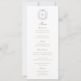 Classic Floral Monogram Crest Wedding Menu Card セーブザデート