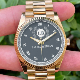 Classic Floral Monogram Custom Initials & Names 腕時計