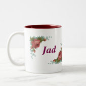 Classic Floral Monogram Letter J & Jad Name Person ツートーンマグカップ (左)