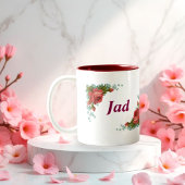 Classic Floral Monogram Letter J & Jad Name Person ツートーンマグカップ