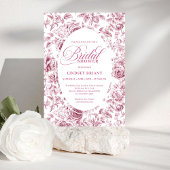 Classic Floral Rose Pattern Bridal Shower Invite 招待状
